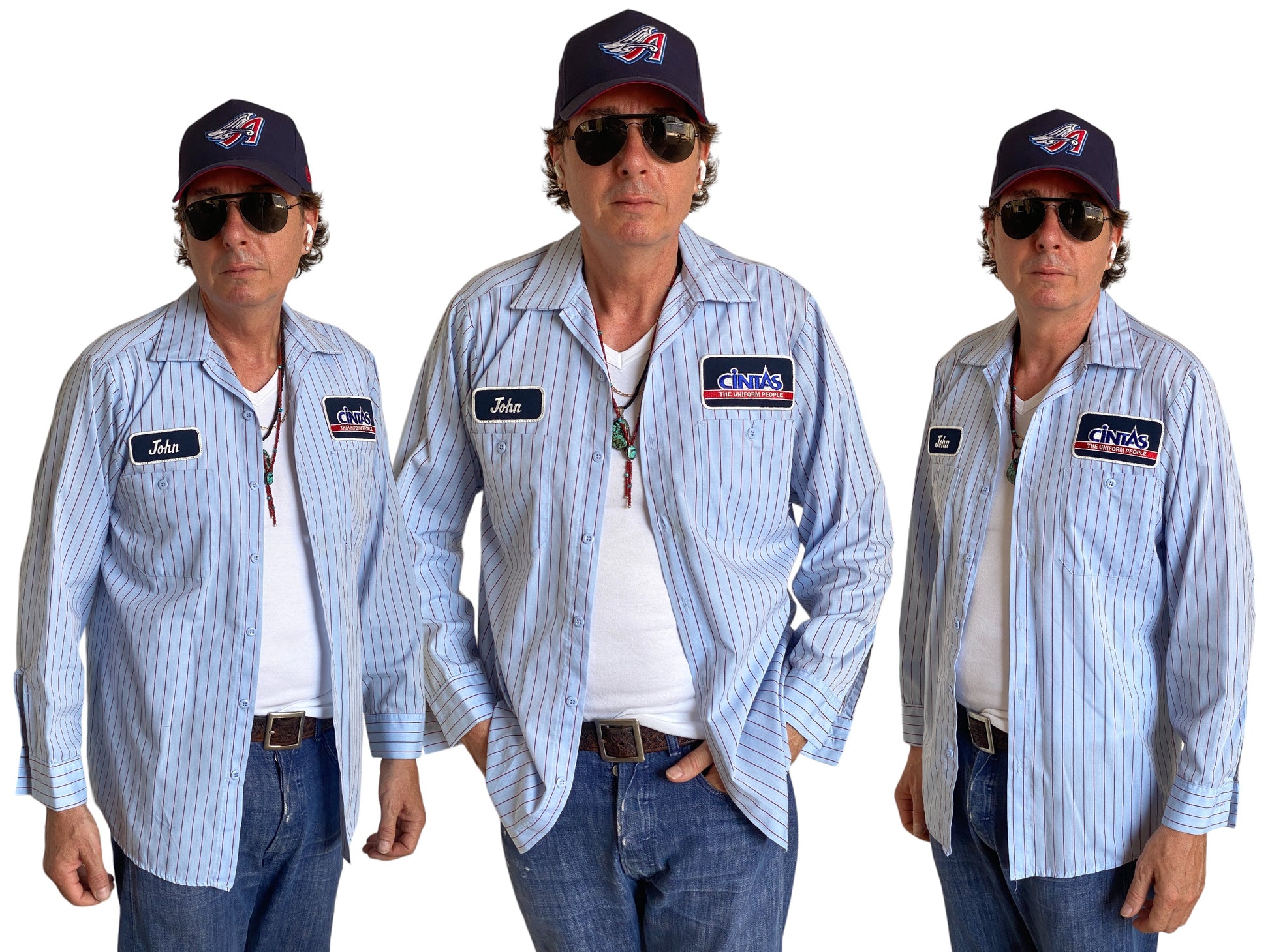 Med. Vintage Cintas stripe Work shirt Made in USA - USA Vintage Bcn