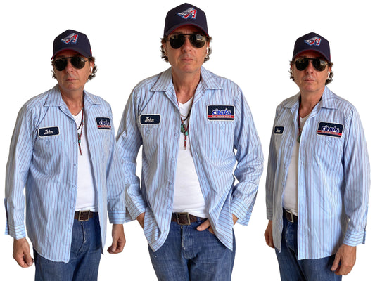 Med. Vintage Cintas stripe Work shirt Made in USA - USA Vintage Bcn
