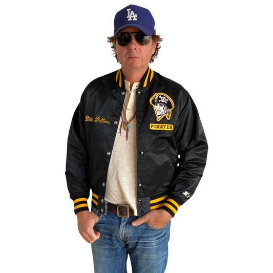Vintage Pittsburgh Pirates Starter satin jacket made in USA, classic 80s MLB style, size small