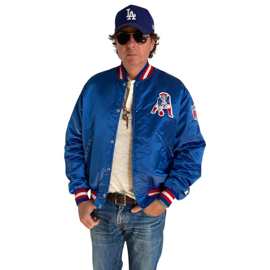 Vintage 1980s New England Patriots Starter satin jacket made in USA, size large.