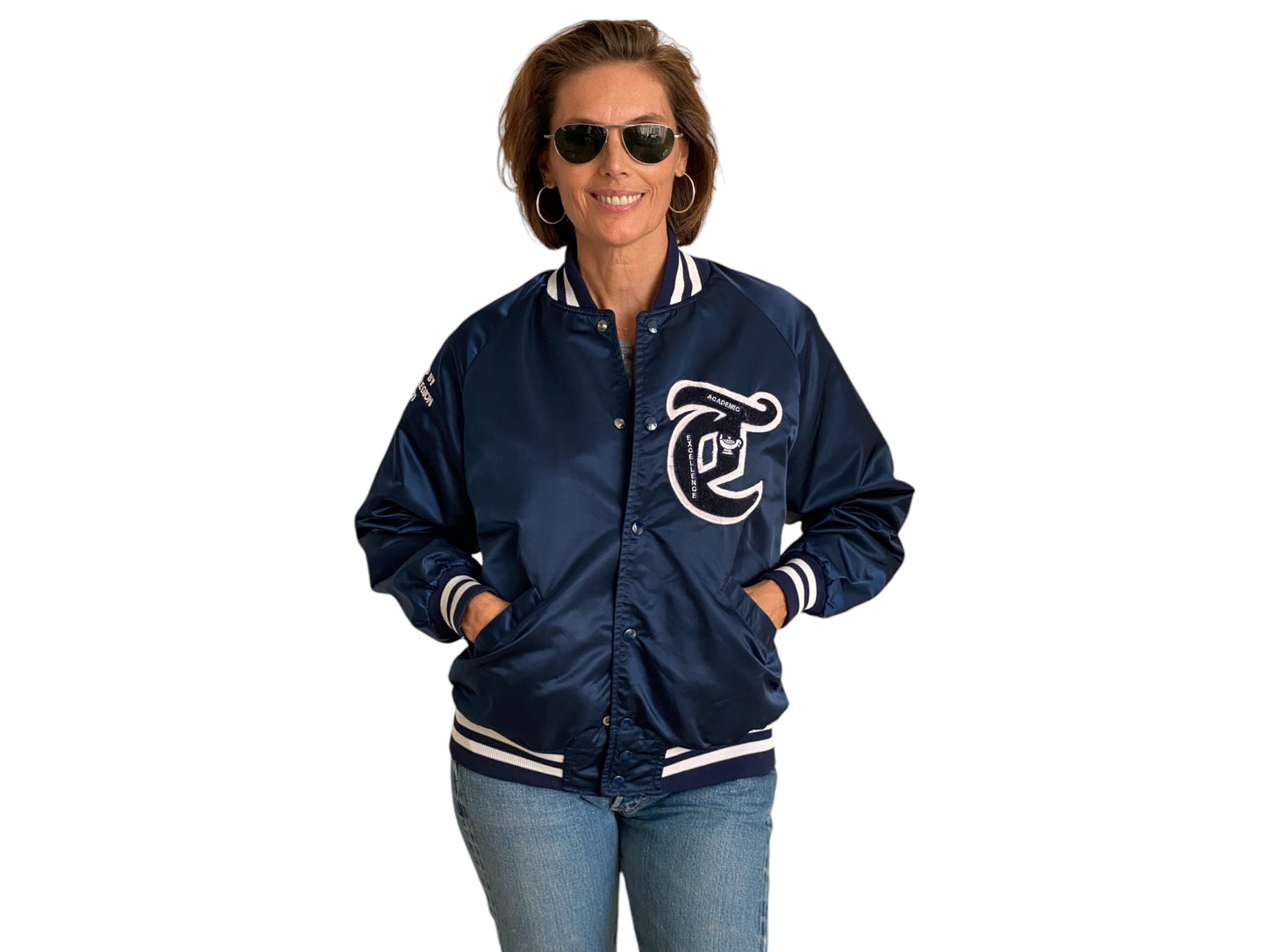 vintage nylon baseball jacket american legion made in usa size medium