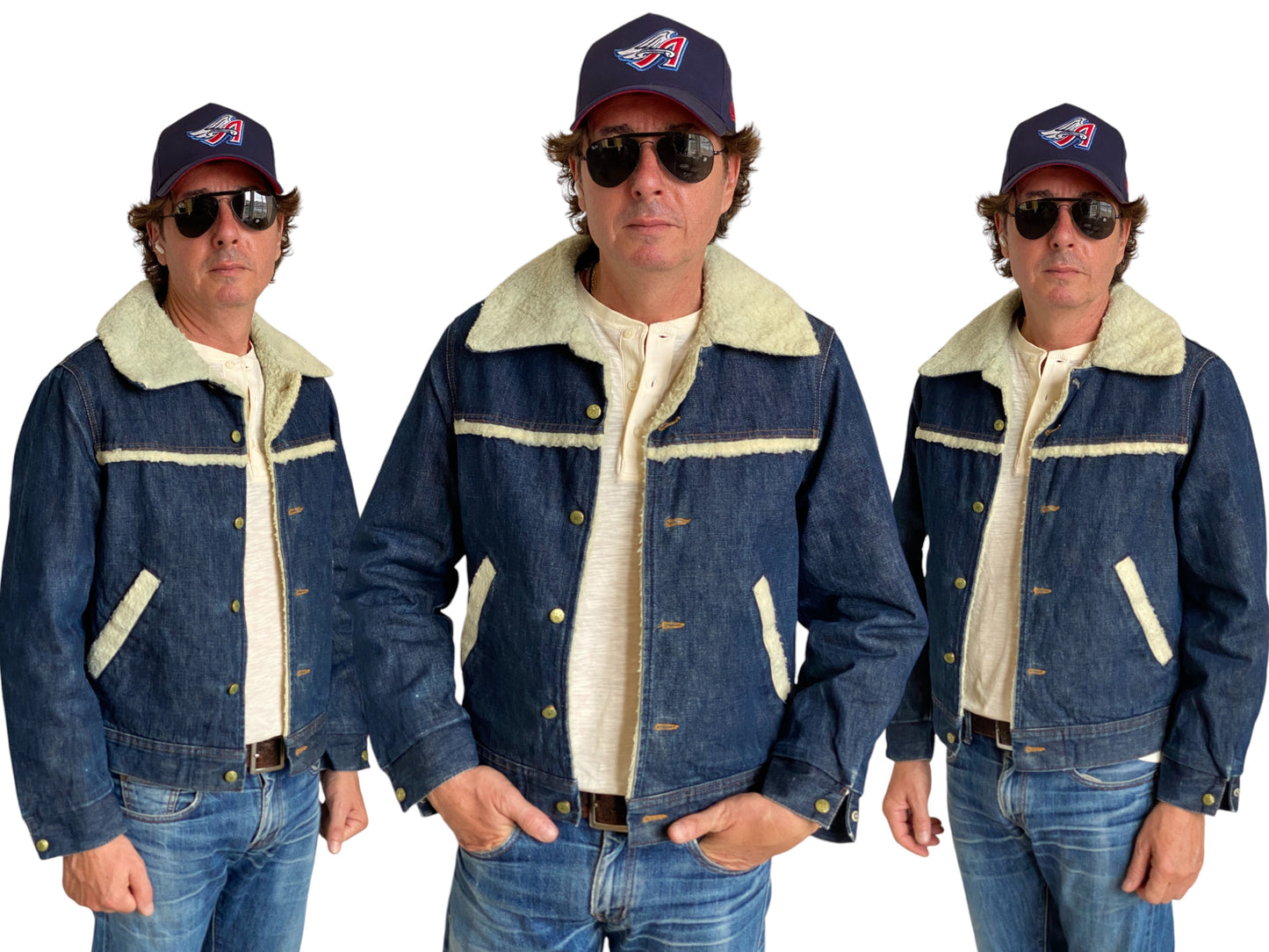 Size Med. 80s Vintage Oshkosh fleece denim Jacket - USA Vintage Bcn