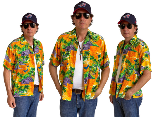 Size L. Vintage 90s Rayon Hawaiian shirt - USA Vintage Bcn