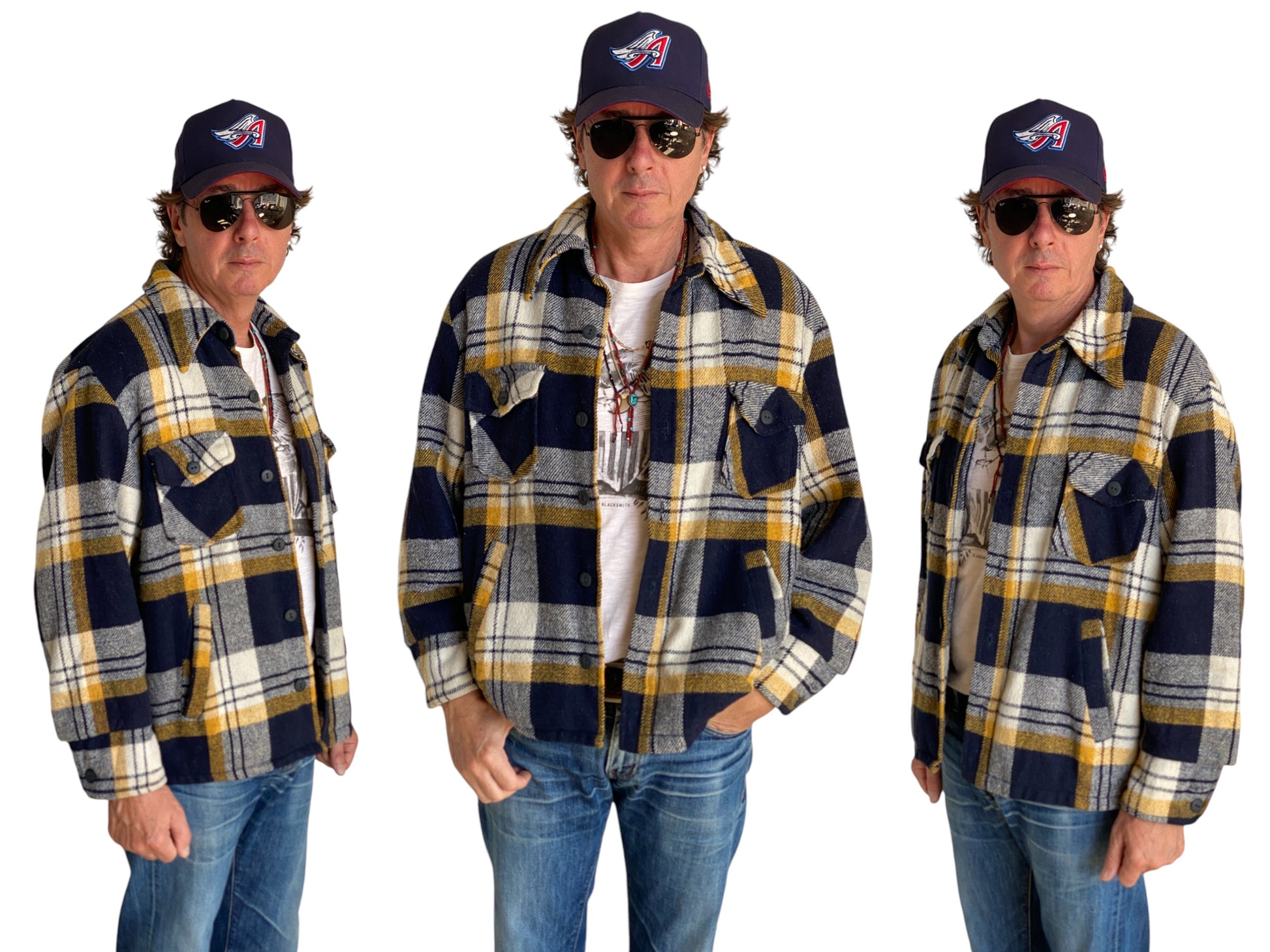 Size 44US/54EU . Vintage plaid heavy shirt jacket by Sears mens store - USA Vintage Bcn