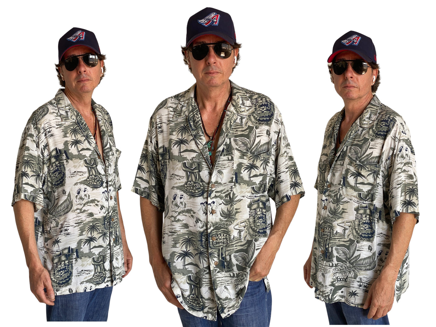 Size Large. Vintage 90s Rayon Hawaiian shirt - USA Vintage Bcn