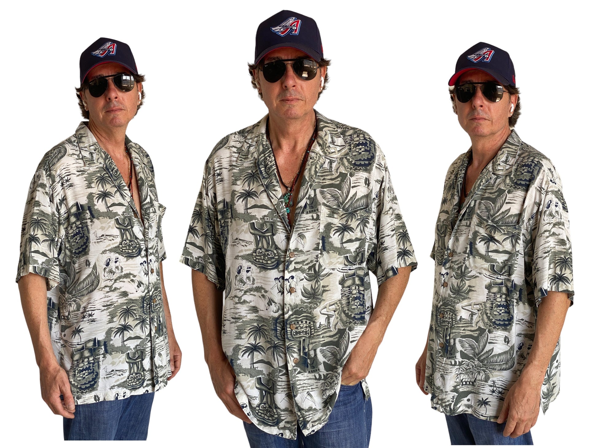 Size Large. Vintage 90s Rayon Hawaiian shirt - USA Vintage Bcn