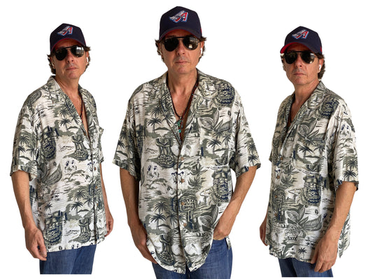 Size Large. Vintage 90s Rayon Hawaiian shirt - USA Vintage Bcn