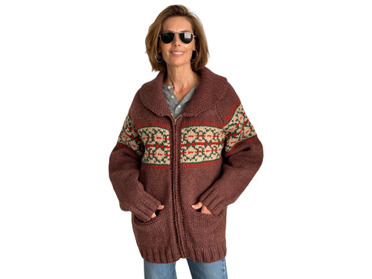 vintage cowichan wool sweater hand knit 100 percent wool canada