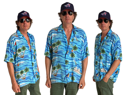 Size XL. Vintage 80s Hawaiian shirt - USA Vintage Bcn