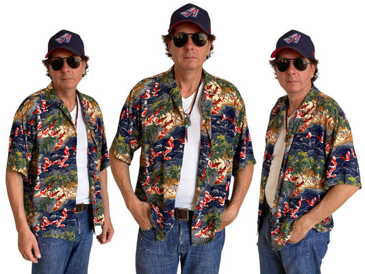 Size L. Vintage 90s polyester thin Hawaiian shirt - USA Vintage Bcn