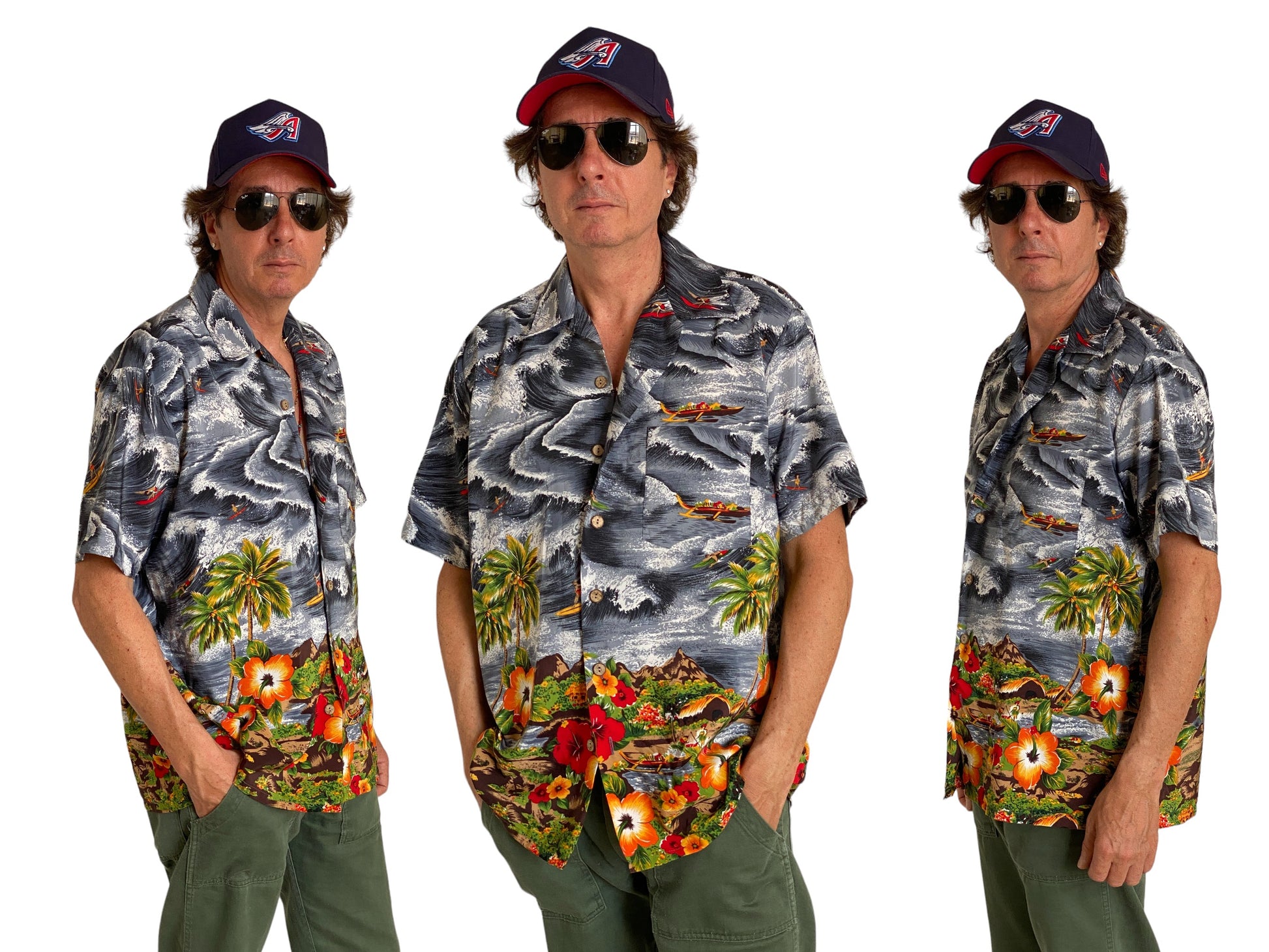 Size M. Vintage 90s Hawaiian cotton shirt - USA Vintage Bcn