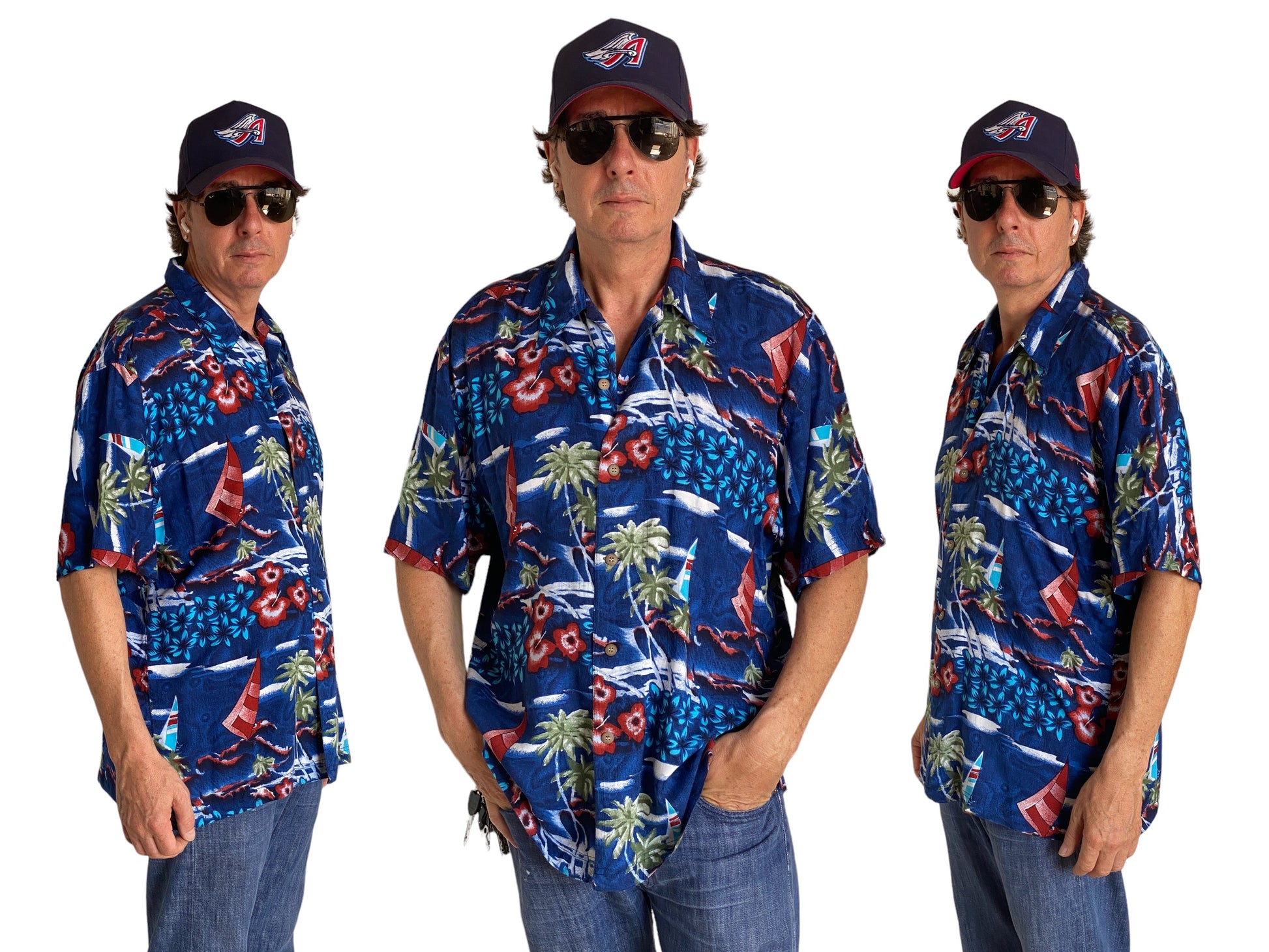 Size XL. Vintage 90s Rayon Hawaiian shirt - USA Vintage Bcn