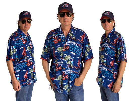 Size XL. Vintage 90s Rayon Hawaiian shirt - USA Vintage Bcn