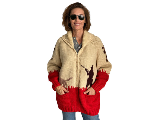 Vintage Hand Knitted 100% Wool Cowichan sweater made in Canada - USA Vintage Bcn