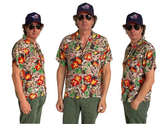 Size Med. Vintage 60s Aloha Hawaiian shirt Made in Japan - USA Vintage Bcn