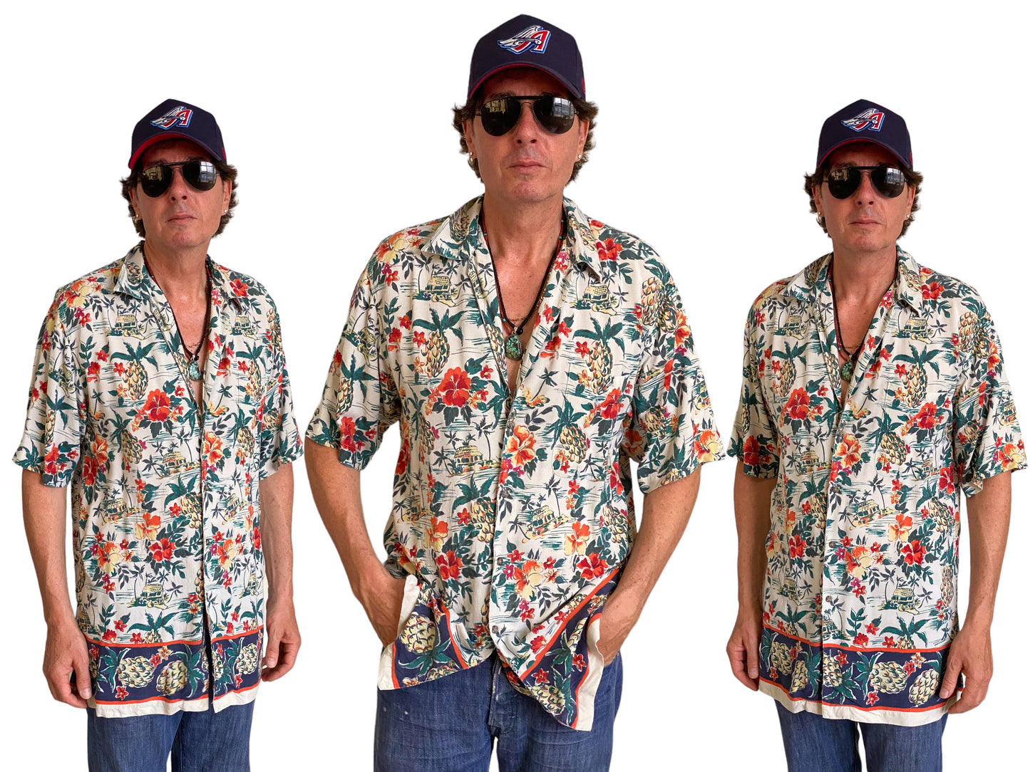 Size Large Long. Vintage 90s Rayon Hawaiian shirt - USA Vintage Bcn