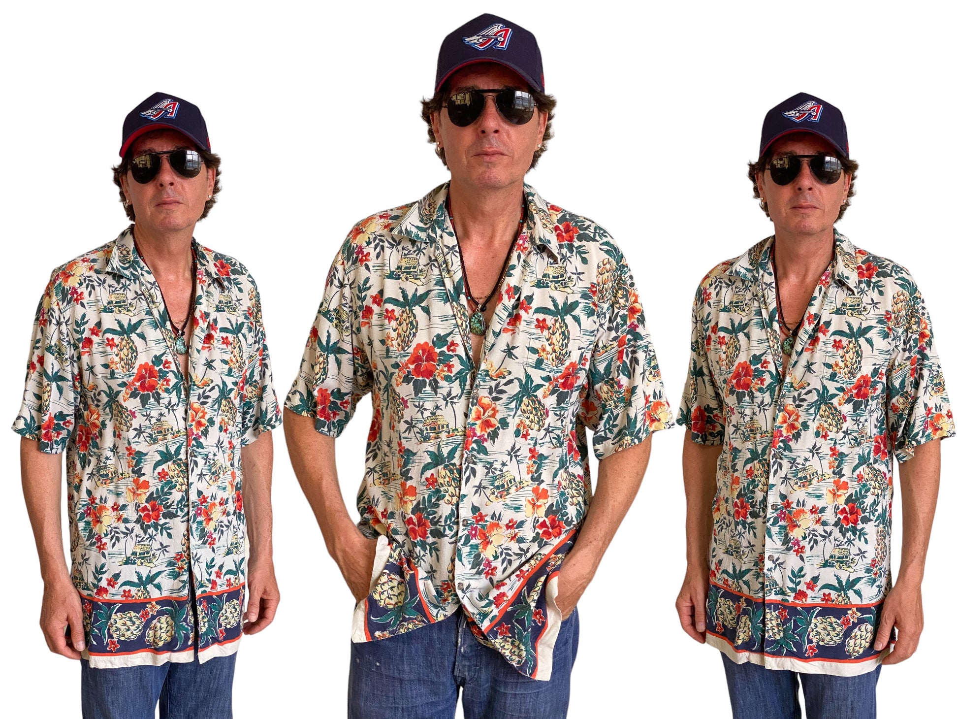 Size Large Long. Vintage 90s Rayon Hawaiian shirt - USA Vintage Bcn