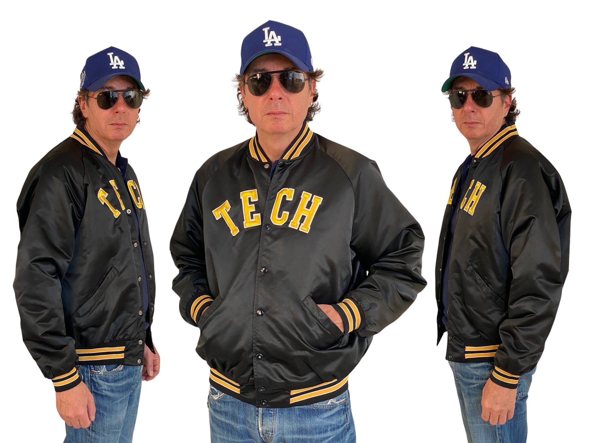 Large . Vintage Tech Satin jacket Made in USA - USA Vintage Bcn
