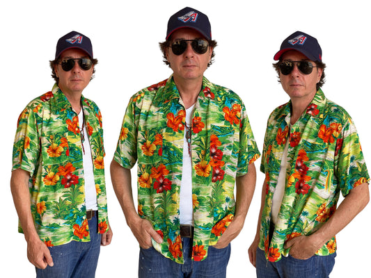 Size L. Vintage 80s Rayon Hawaiian shirt - USA Vintage Bcn