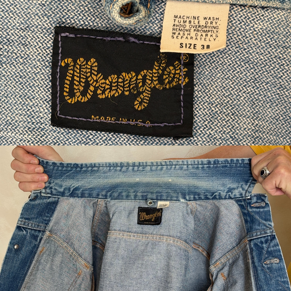 Size 36US . Vintage 70s Wrangler Denim Jacket – 4 Pockets – Made in USA