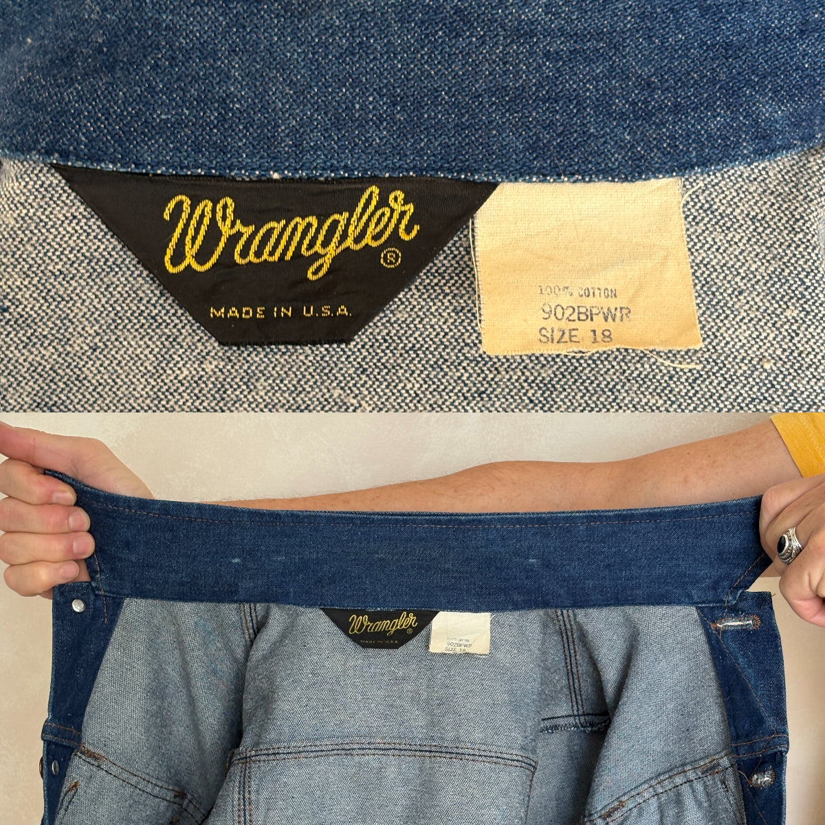 Size 18US . Vintage 70s Wrangler Denim Jacket – 4 Pockets – Made in USA
