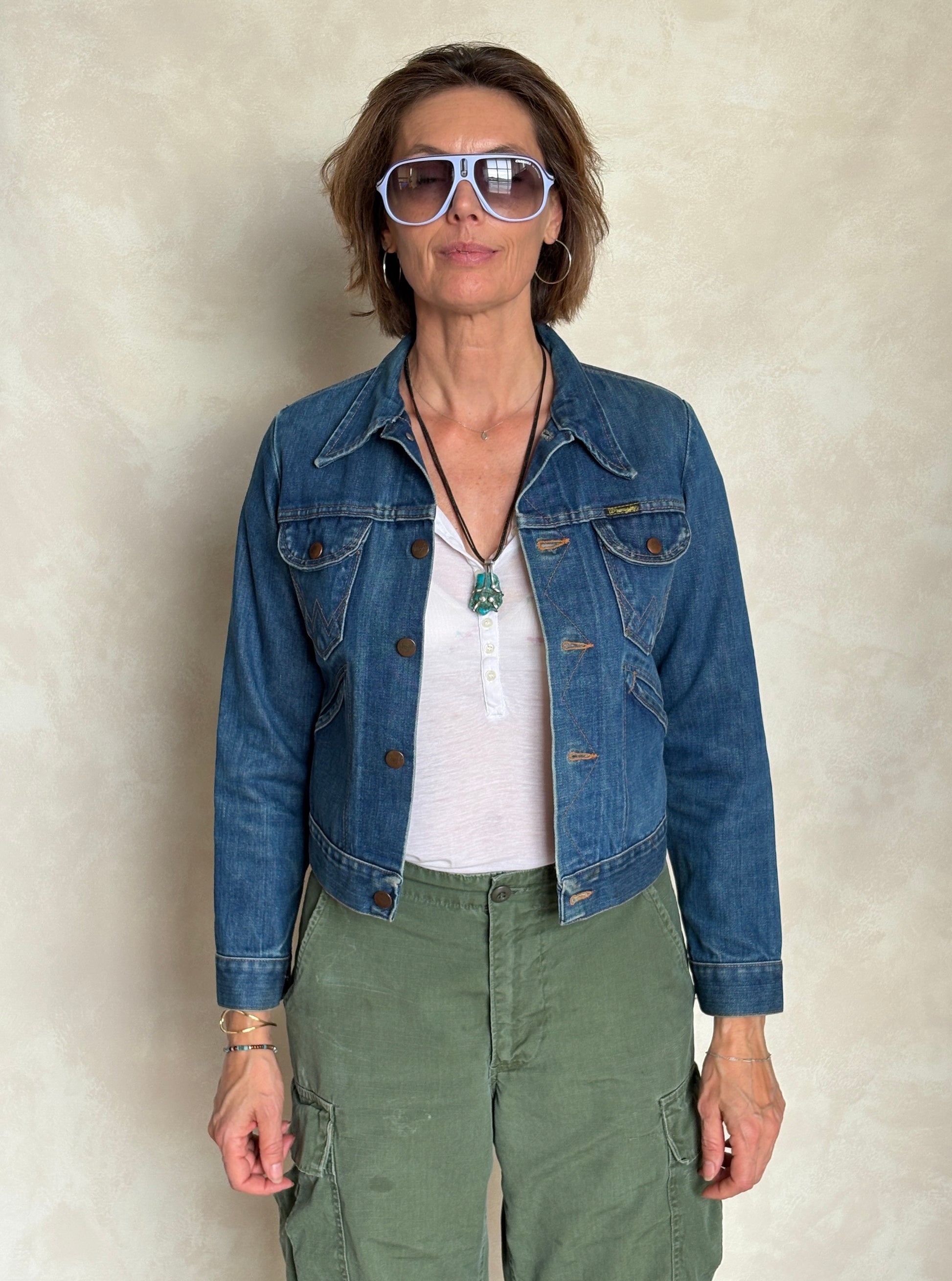 Size 16 . Vintage 70s Wrangler Denim Jacket – 4 Pockets – Made in USA - USA Vintage Bcn