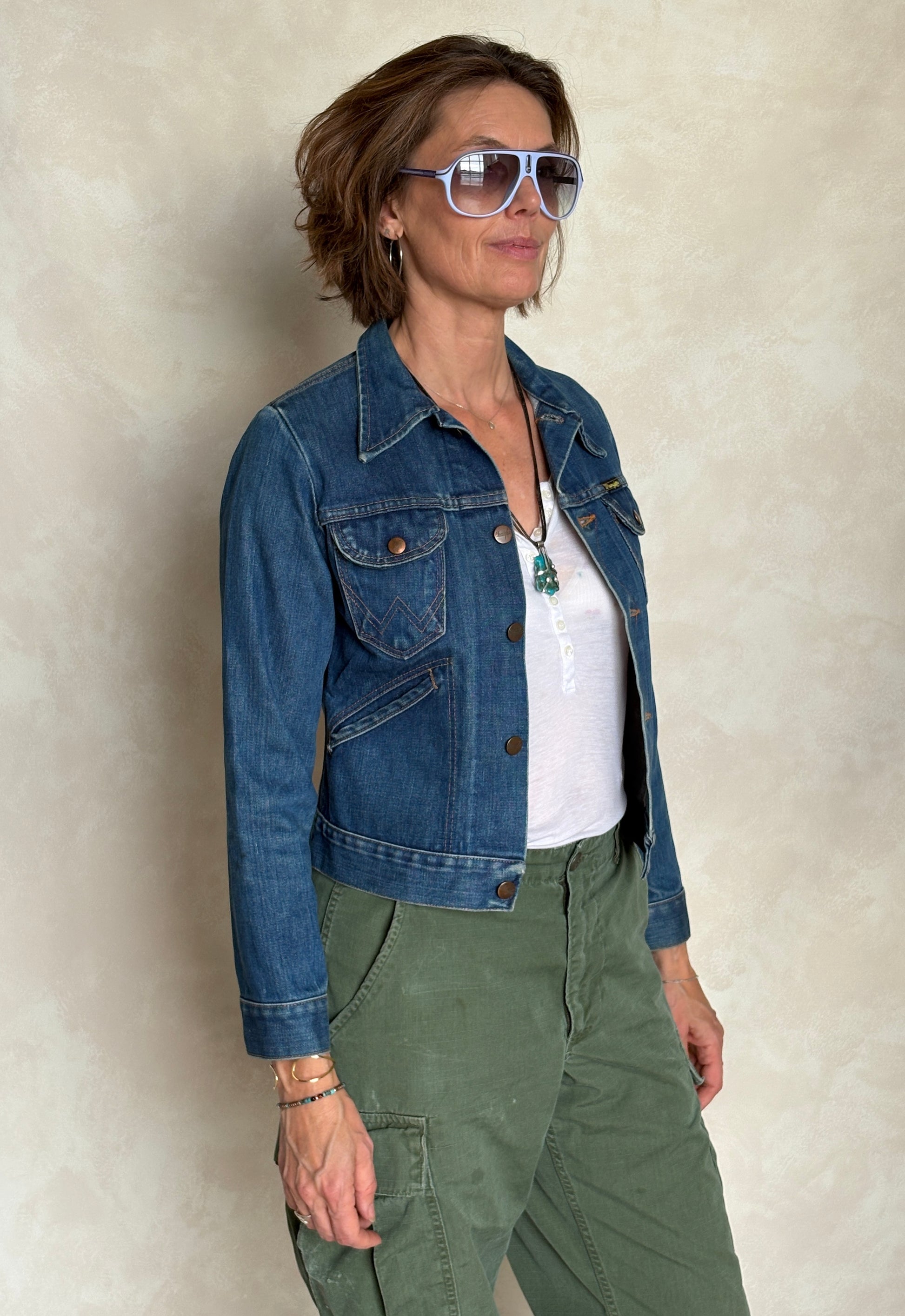 Size 16 . Vintage 70s Wrangler Denim Jacket – 4 Pockets – Made in USA - USA Vintage Bcn