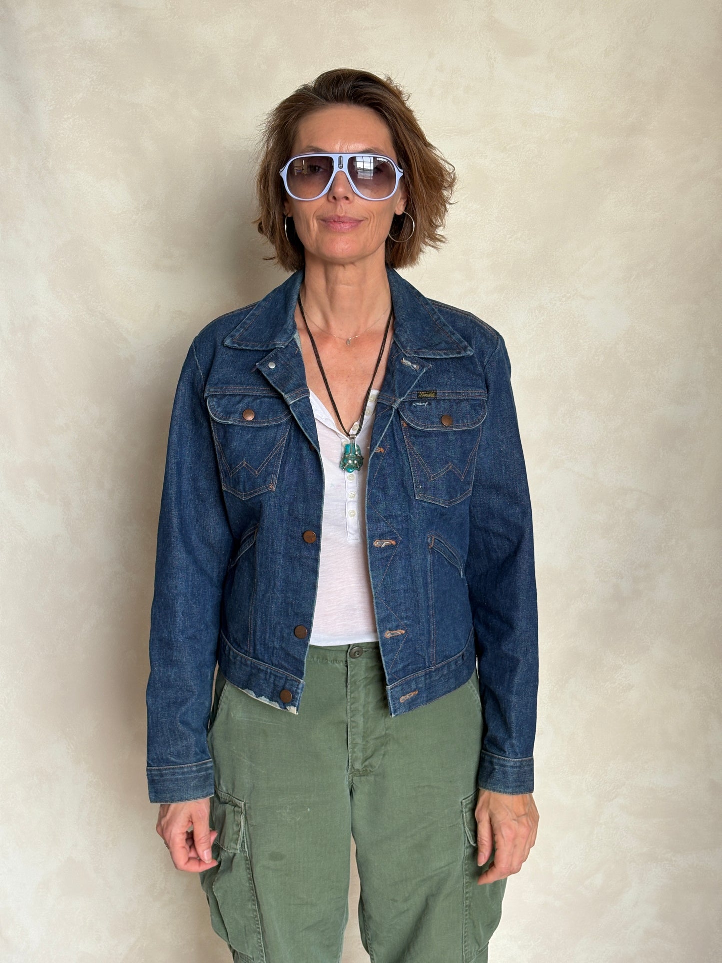 Size 36US / 46EU . Vintage 70s Wrangler Denim Jacket – 4 Pockets – Made in USA - USA Vintage Bcn