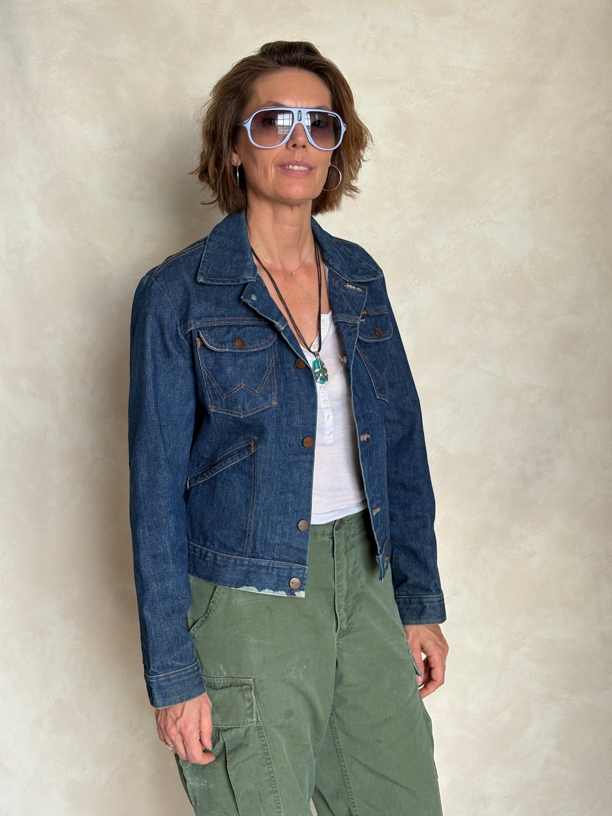 Size 36US / 46EU . Vintage 70s Wrangler Denim Jacket – 4 Pockets – Made in USA - USA Vintage Bcn