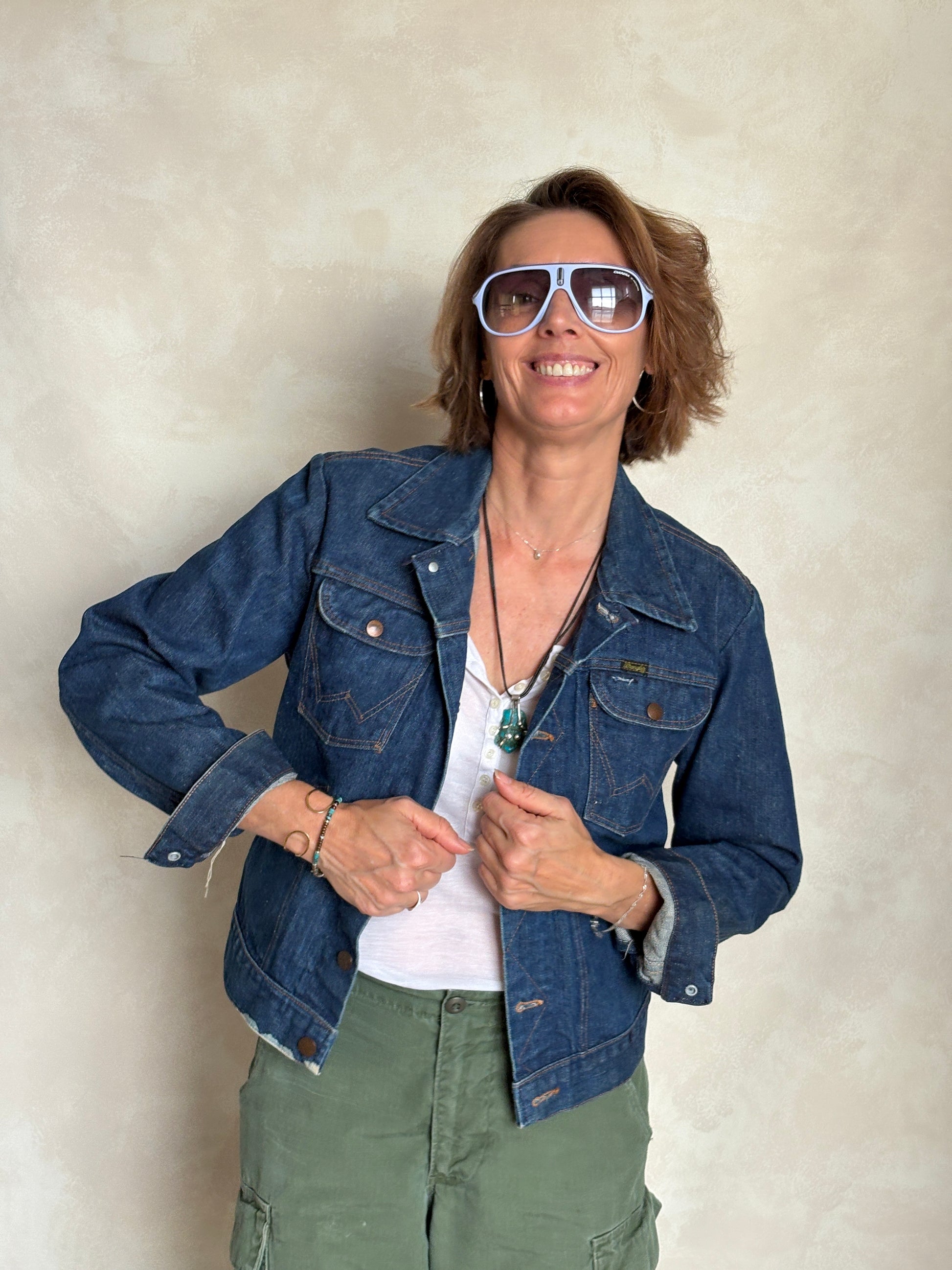 Size 36US / 46EU . Vintage 70s Wrangler Denim Jacket – 4 Pockets – Made in USA - USA Vintage Bcn