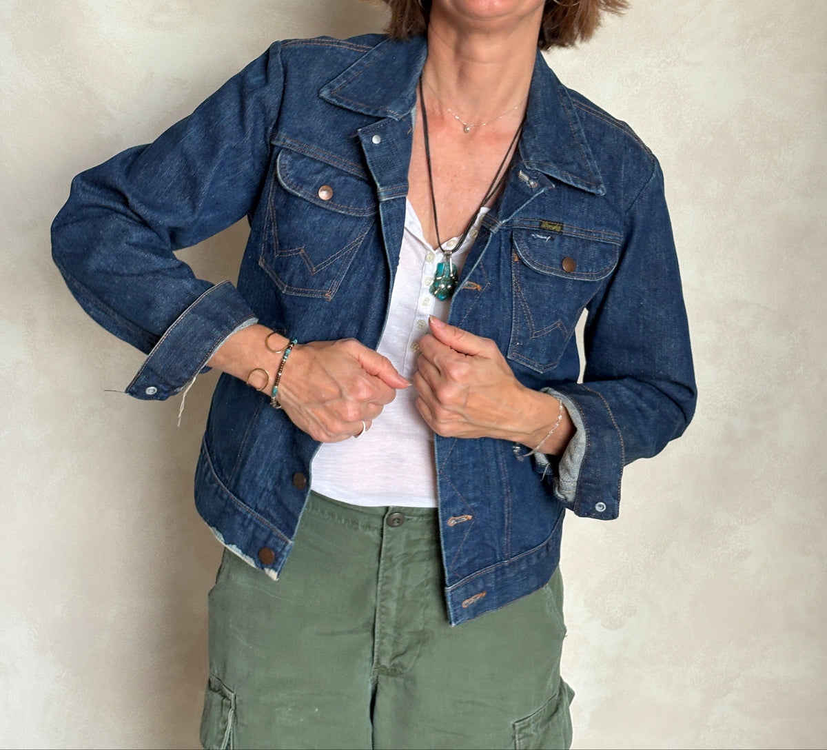 Size 36US / 46EU . Vintage 70s Wrangler Denim Jacket – 4 Pockets – Made in USA-AJ357 Studio