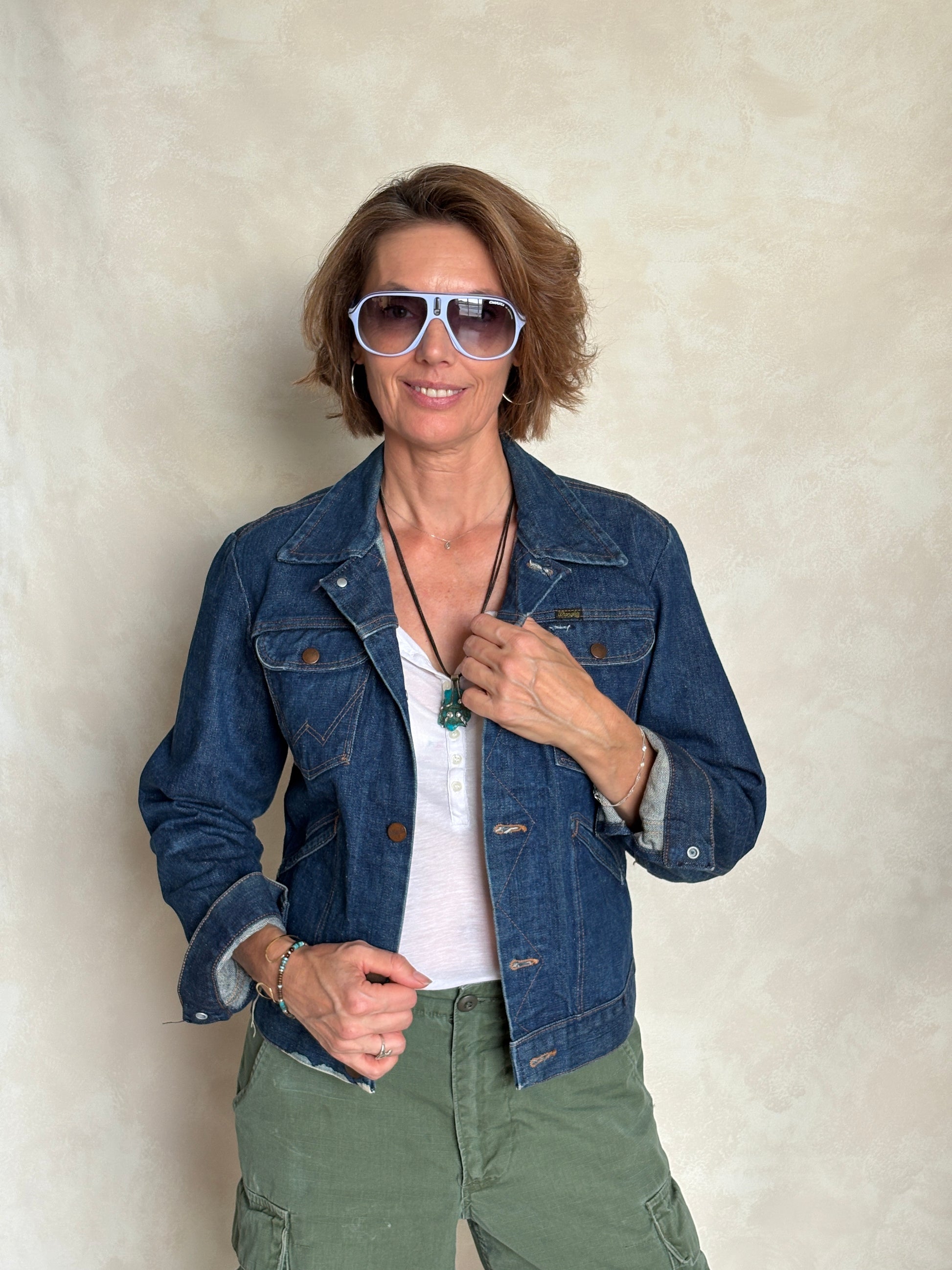 Size 36US / 46EU . Vintage 70s Wrangler Denim Jacket – 4 Pockets – Made in USA - USA Vintage Bcn