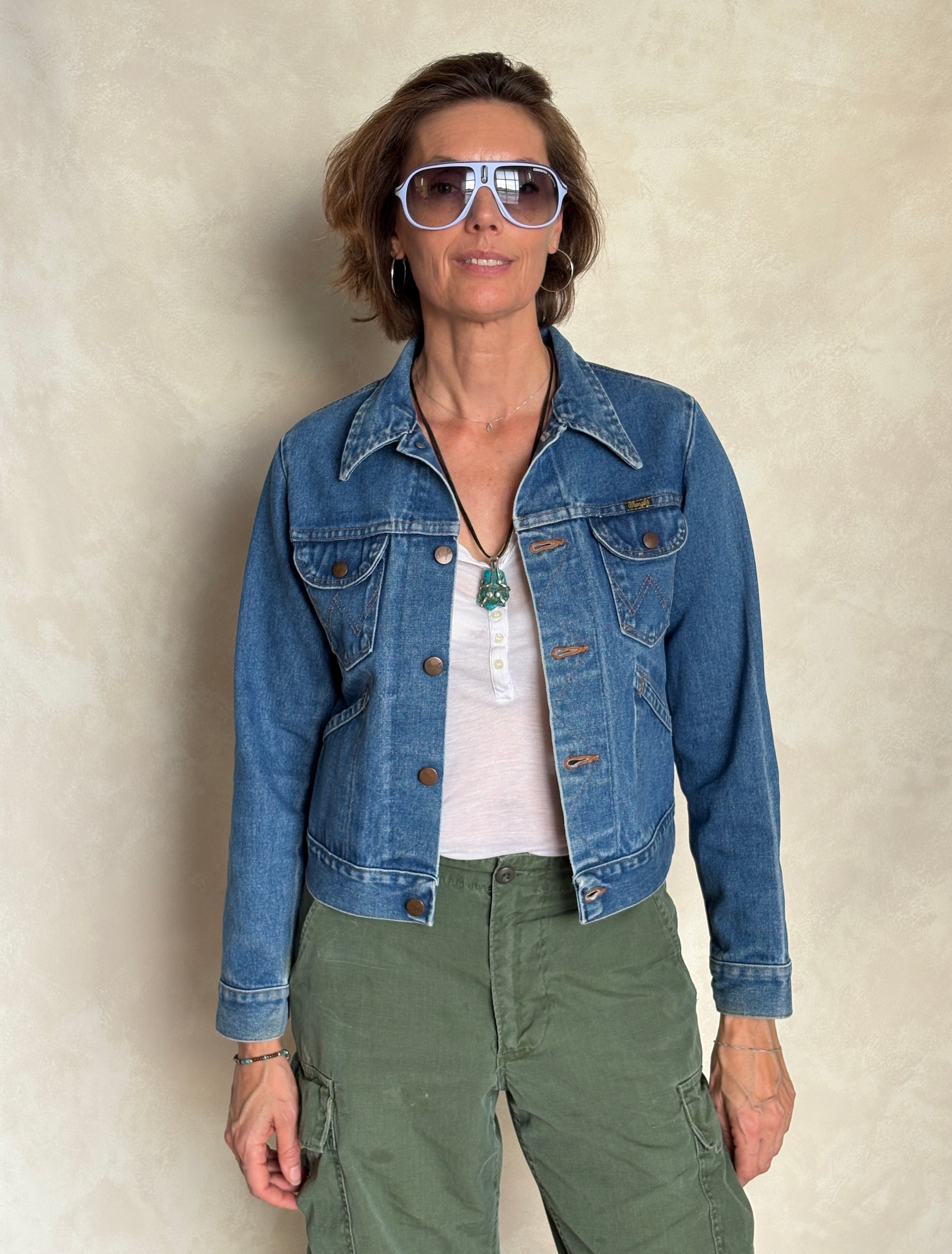 Size 18 . Vintage 70s Wrangler Denim Jacket – 4 Pockets – Made in USA - USA Vintage Bcn