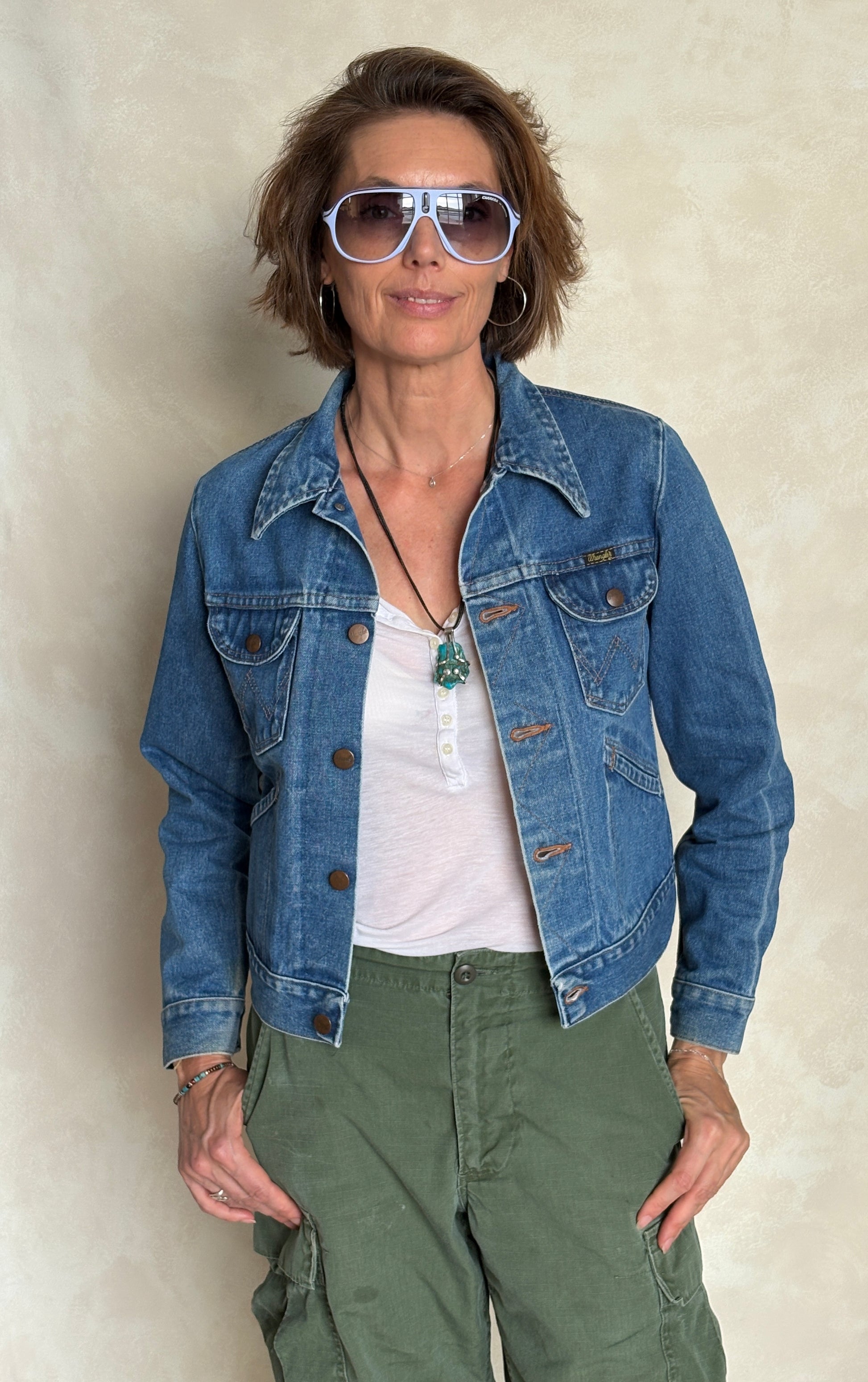 Size 18 . Vintage 70s Wrangler Denim Jacket – 4 Pockets – Made in USA - USA Vintage Bcn