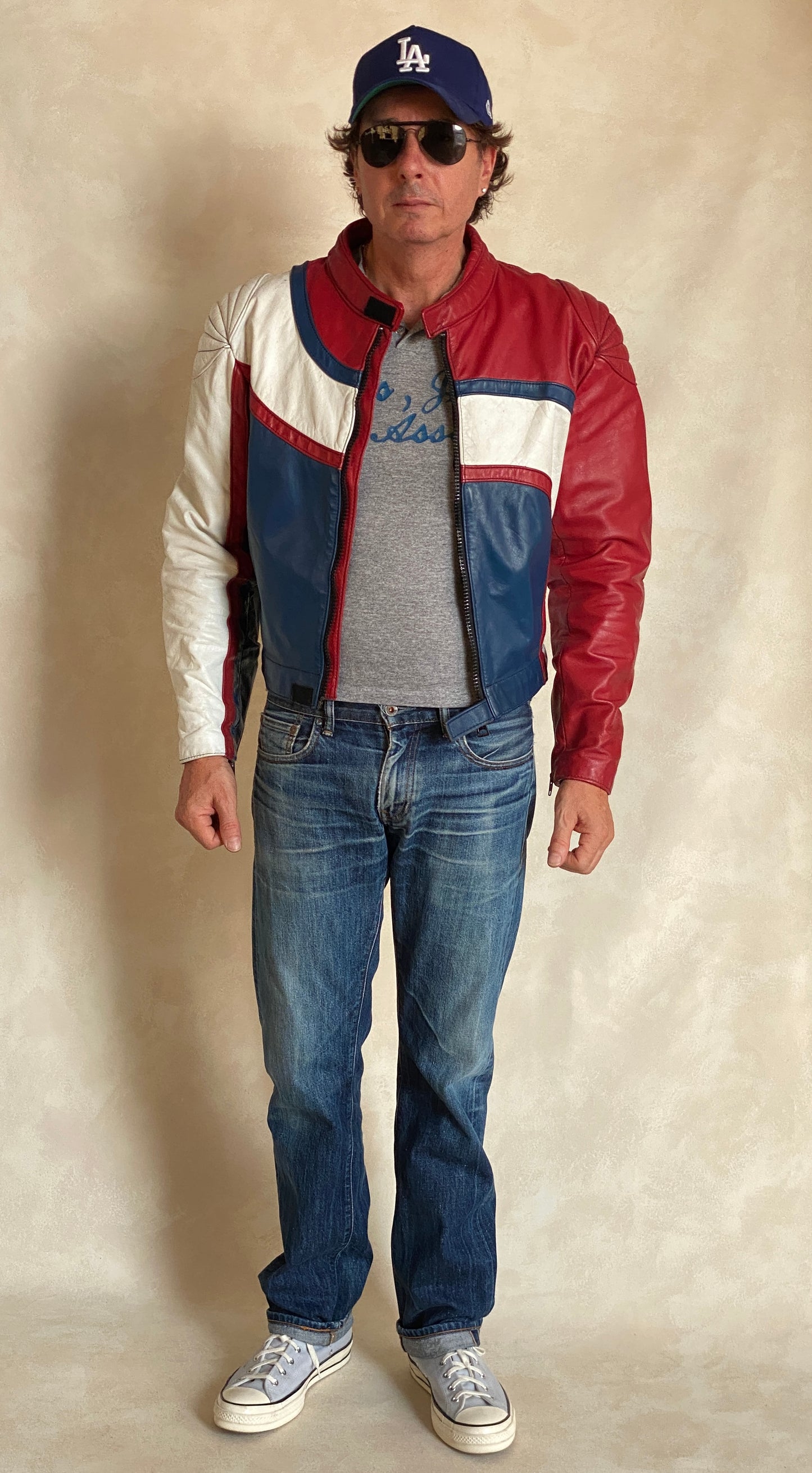 Vintage Angora motorcycle leather jacket made in Canada with classic biker style, size 42US 52EU