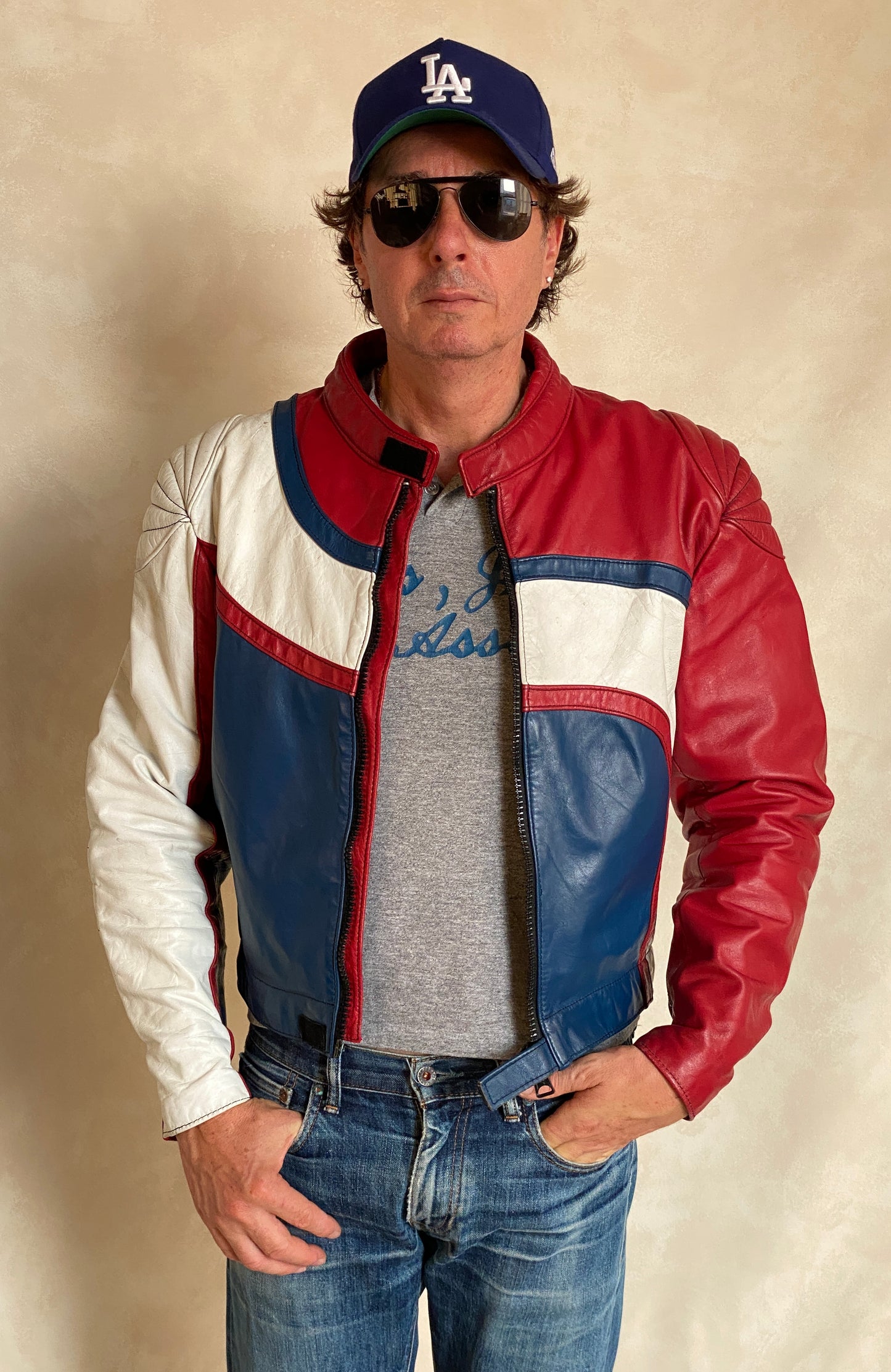 Vintage Angora motorcycle leather jacket made in Canada with classic biker style, size 42US 52EU