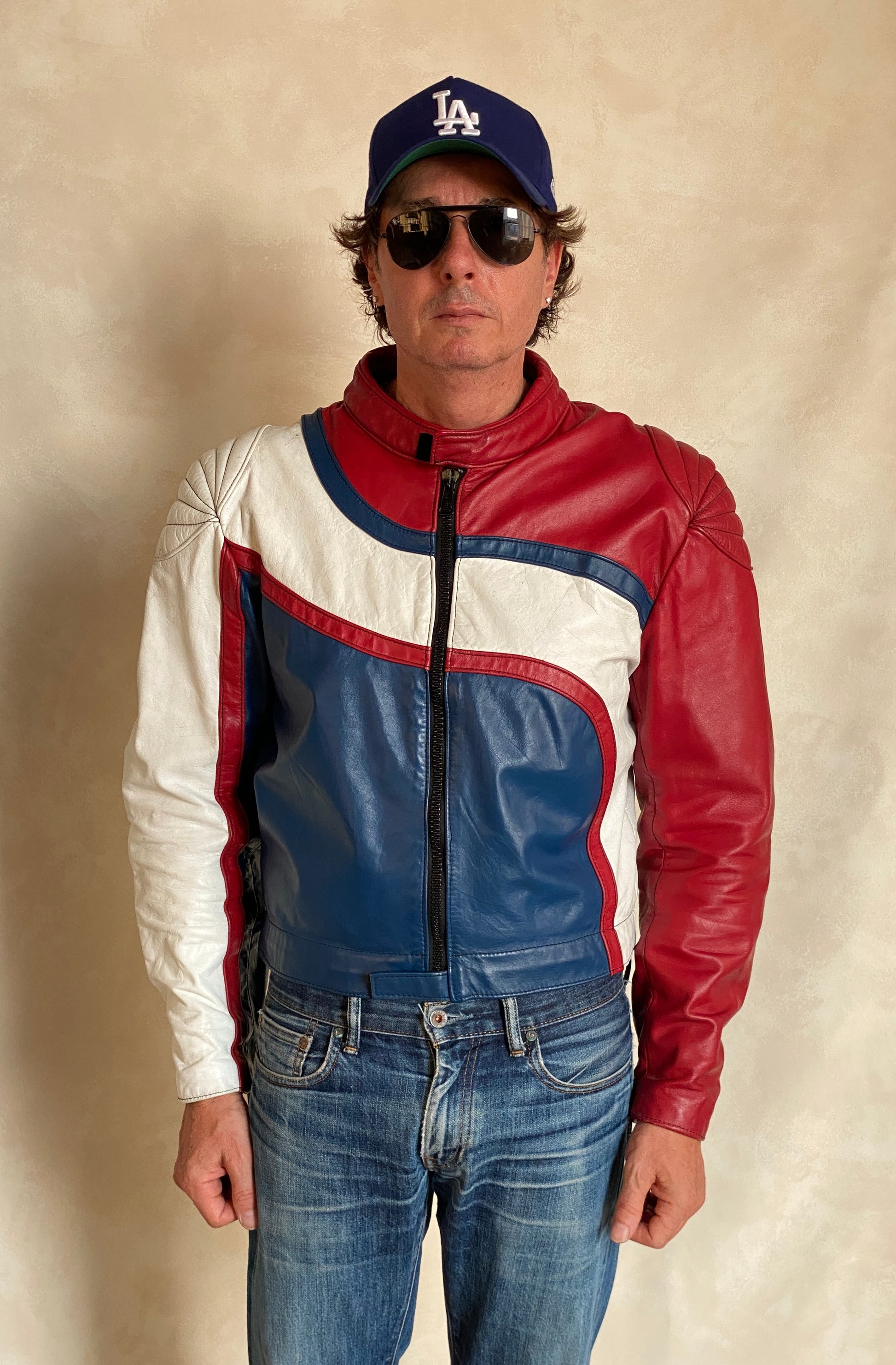 Vintage Angora motorcycle leather jacket made in Canada with classic biker style, size 42US 52EU