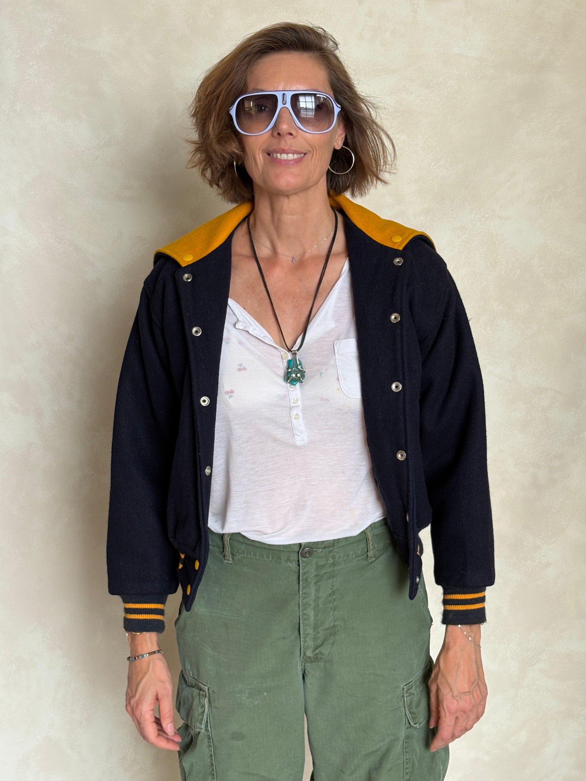 Size XS. Vintage 60s Varsity wool jacket Made in USA - USA Vintage Bcn