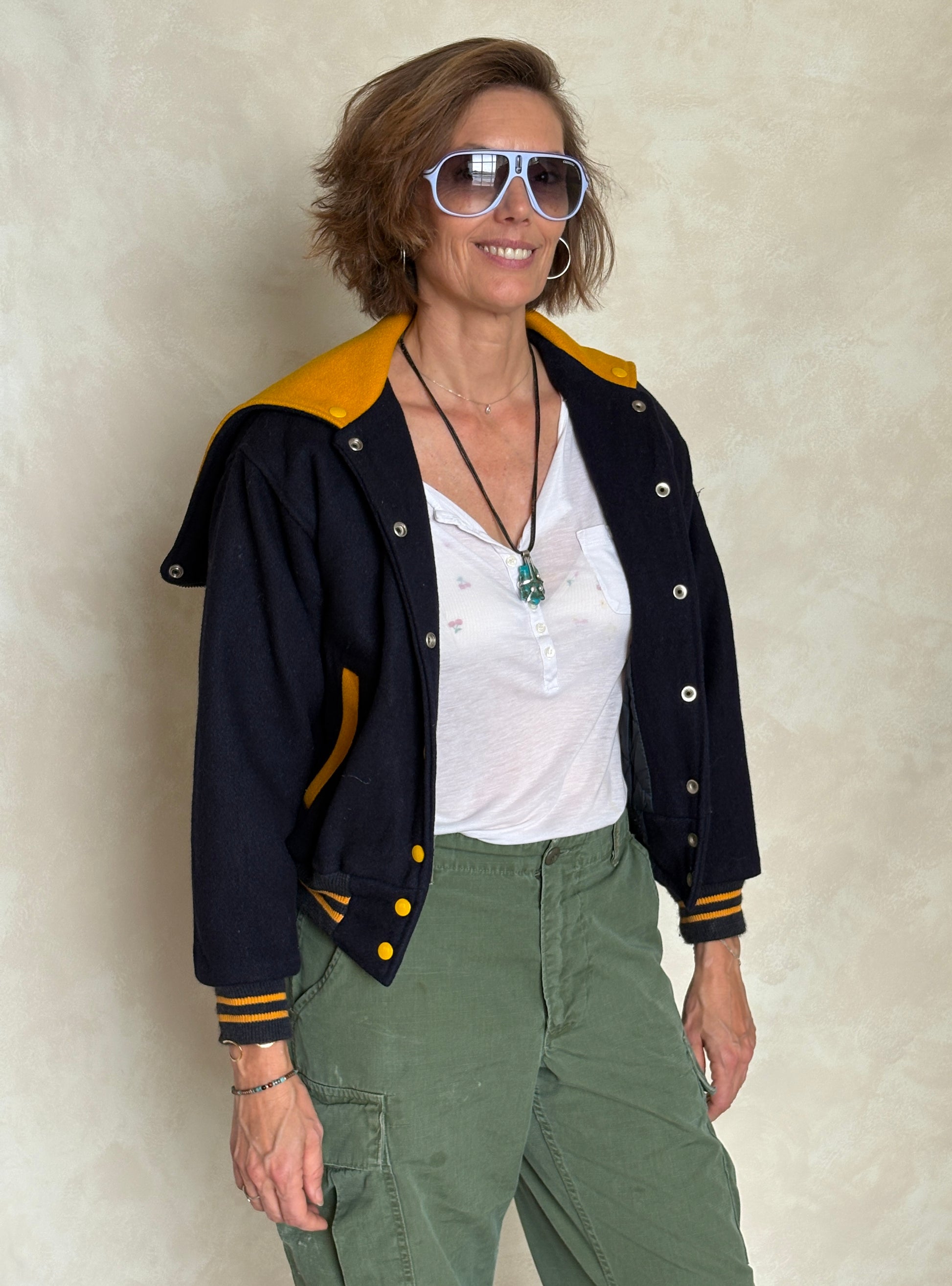 Size XS. Vintage 60s Varsity wool jacket Made in USA - USA Vintage Bcn