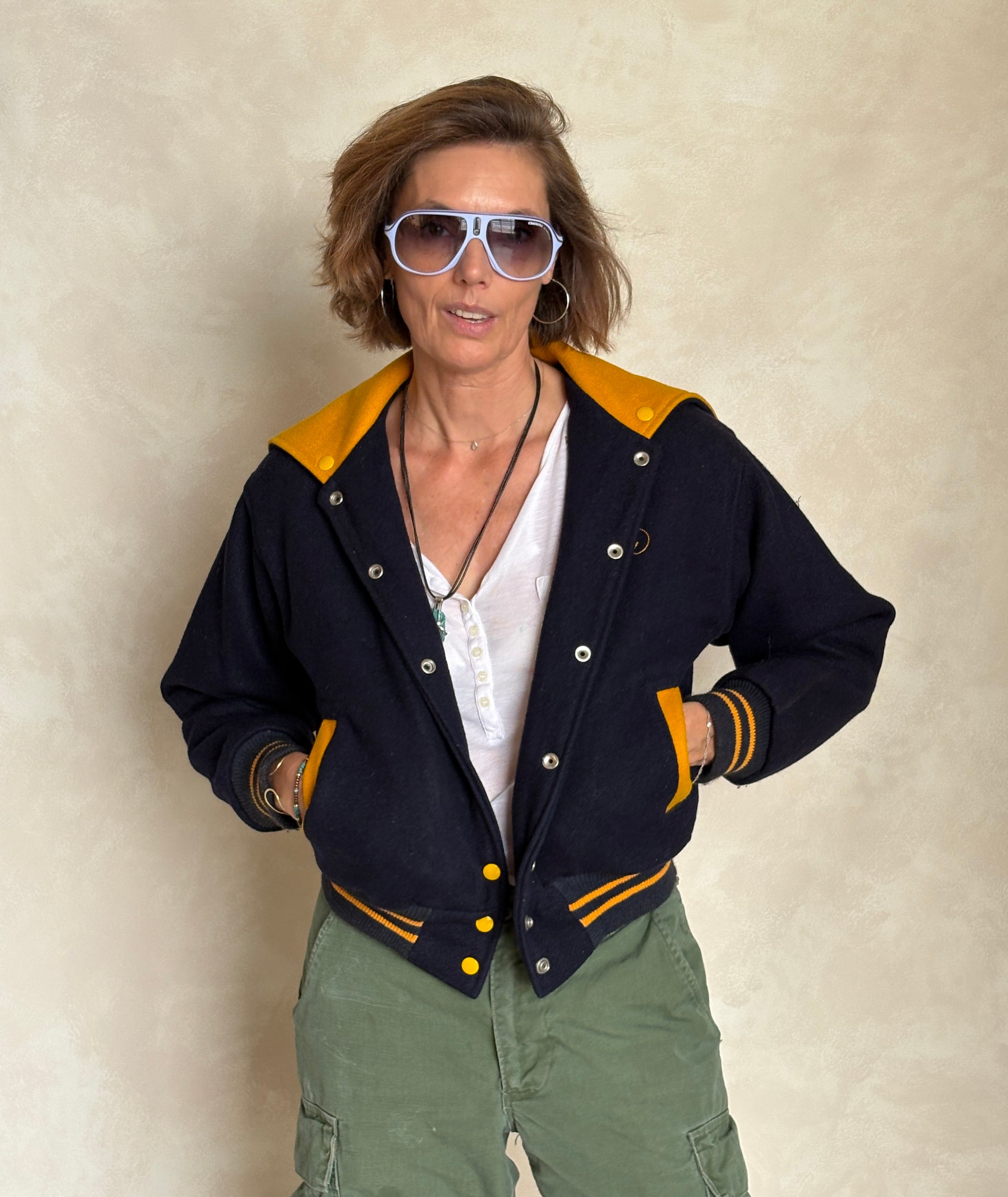 Size XS. Vintage 60s Varsity wool jacket Made in USA - USA Vintage Bcn