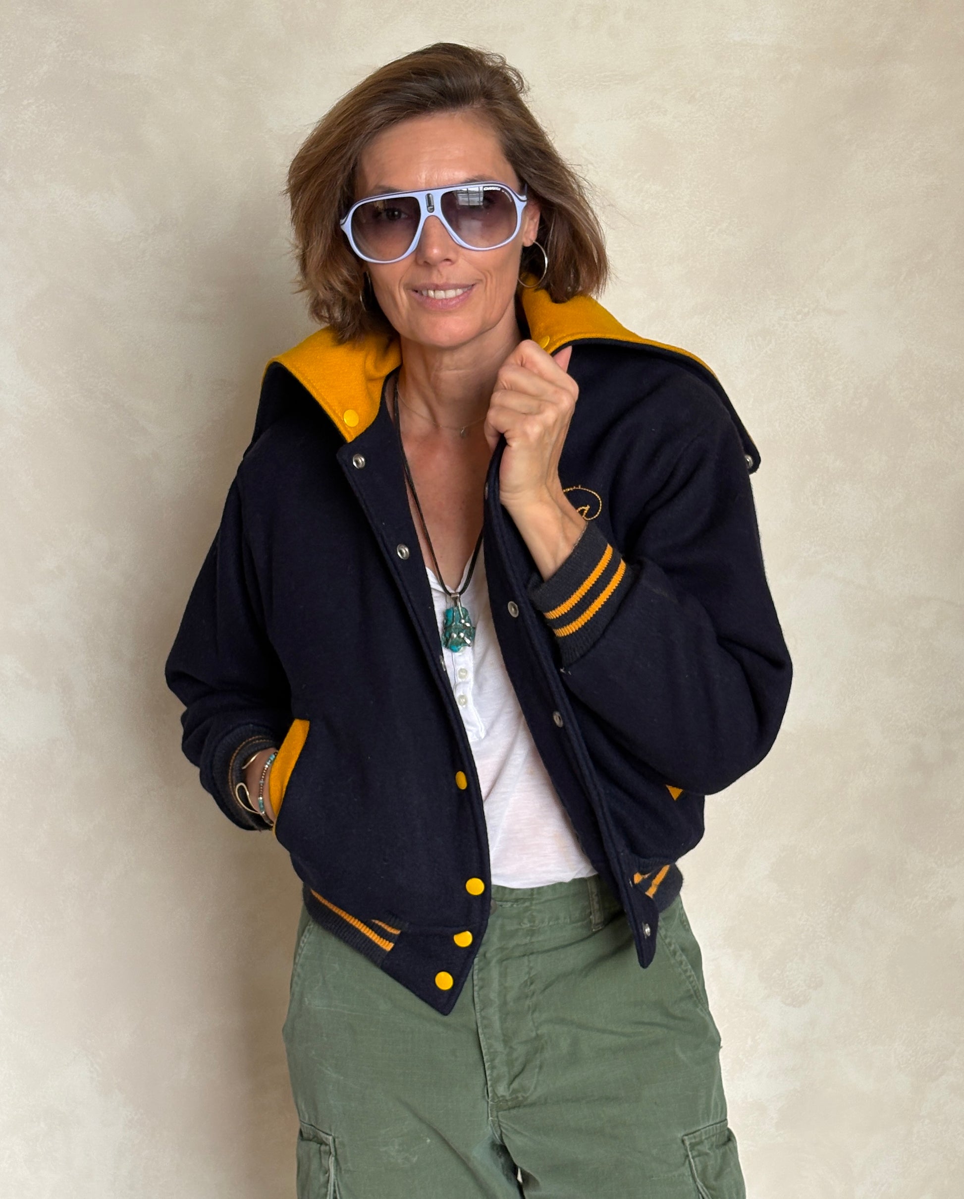 Size XS. Vintage 60s Varsity wool jacket Made in USA - USA Vintage Bcn