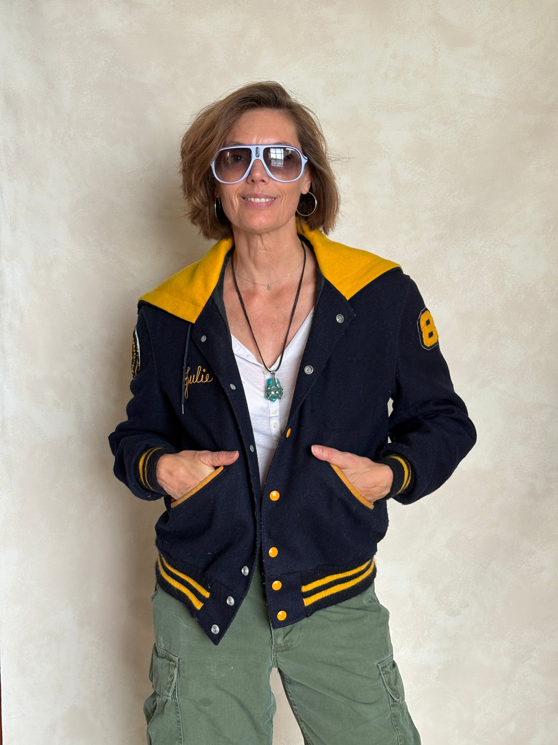 Large. Vintage 60s Varsity wool and leather jacket Made in USA - USA Vintage Bcn