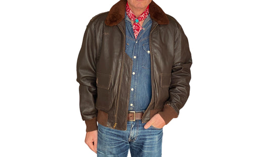 Vintage Leather Bomber Flight Jacket Aviator - Size 44US Reg (54EU) | Classic Style