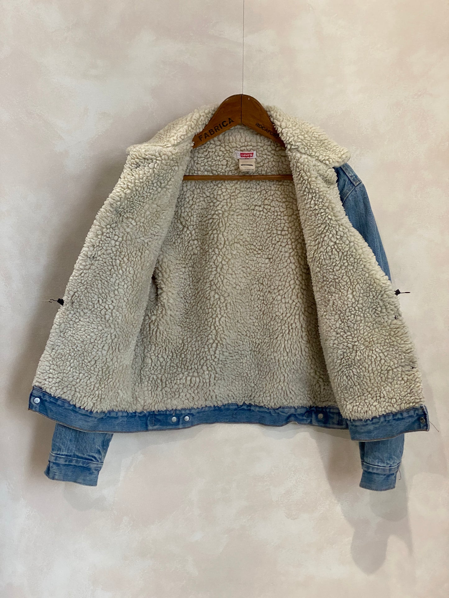 Size 42US/52EU. 4 pockets Vintage Trucker Levis fleece Jacket Made in USA. - USA Vintage Bcn
