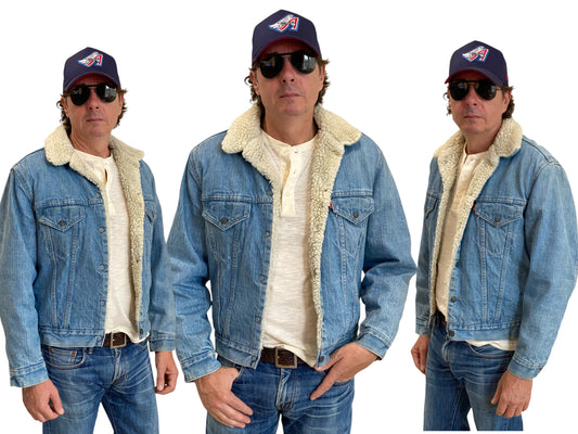 Size 42US/52EU. 4 pockets Vintage Trucker Levis fleece Jacket Made in USA. - USA Vintage Bcn
