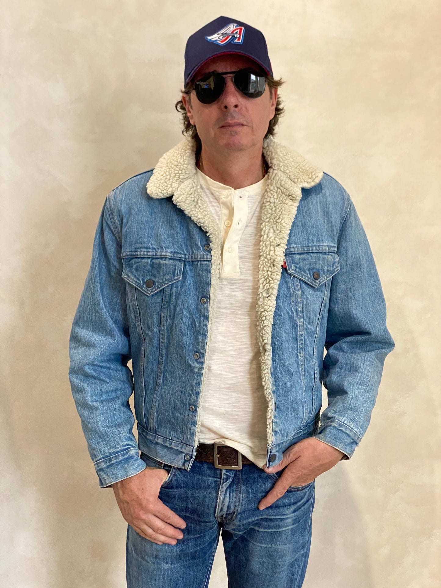 Size 42US/52EU. 4 pockets Vintage Trucker Levis fleece Jacket Made in USA. - USA Vintage Bcn