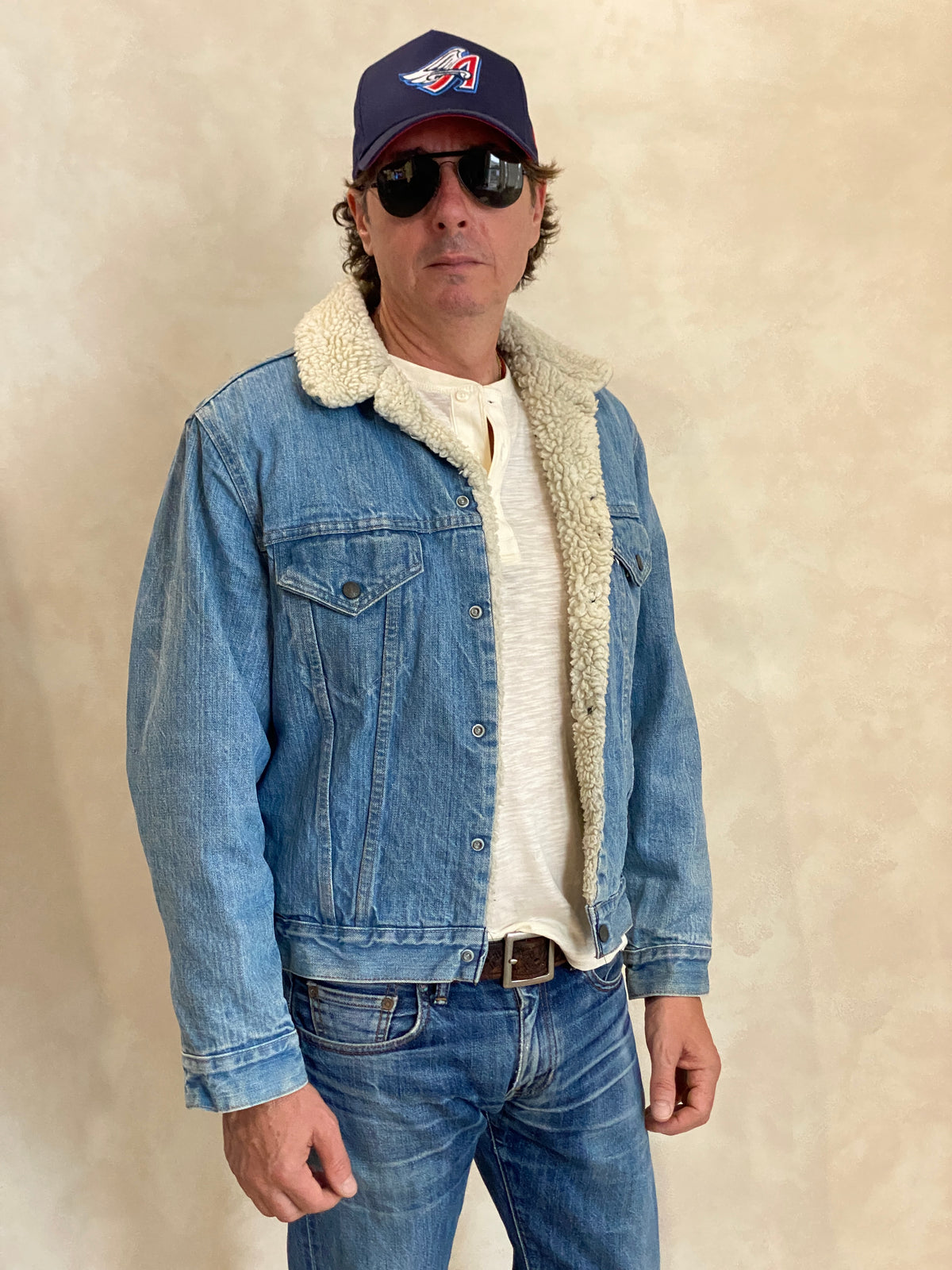 Size 42US/52EU. 4 pockets Vintage Trucker Levis fleece Jacket Made in USA.-AJ357 Studio