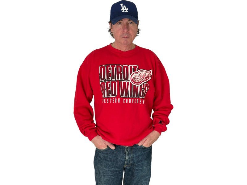 Size L Crew Neck Detroit Red Wings Made In USA By Starter - USA Vintage Bcn