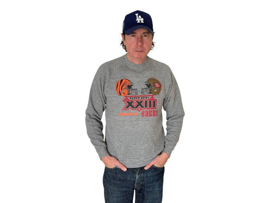 super bowl xxiii sweatshirt, bengals vs 49ers, vintage jerzees sweatshirt, nfl 80s crewneck, usa made sweatshirt