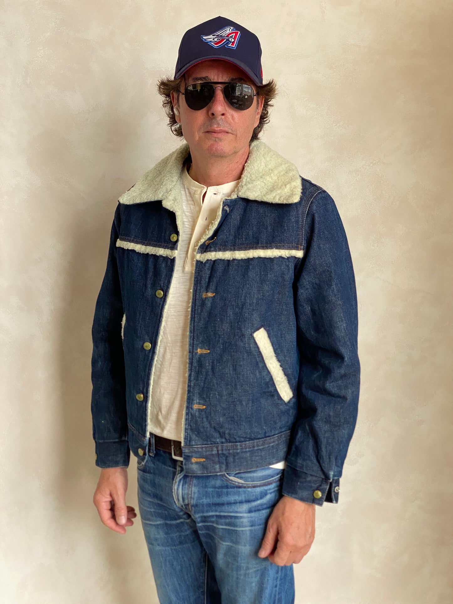 Size Med. 80s Vintage Oshkosh fleece denim Jacket - USA Vintage Bcn